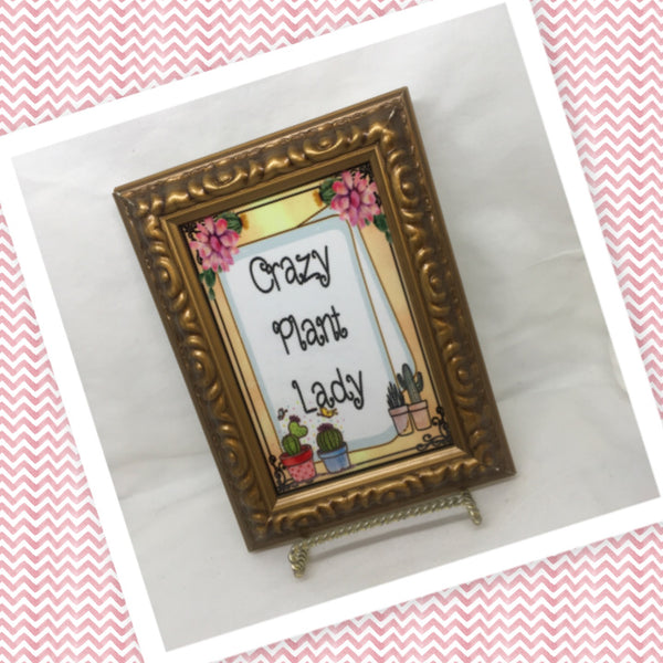 CRAZY PLANT LADY Vintage Natural Wood Frame Sublimation on Metal Positive Saying Wall Art Home Decor Gift Idea One of a Kind-Unique-Home-Country-Decor-Cottage Chic-Gift - JAMsCraftCloset