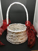 Basket Flower Girl White Wicker With Red Rose Floral Bow Wedding Accessory Table Decor - JAMsCraftCloset