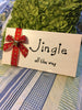 JINGLE ALL THE WAY Holiday Christmas Wooden Sign Handmade Hand Painted Red Gold Ribbon and Bell Gift Idea Home Decor Wall Art-One of a Kind-Unique Signs-Home Decor-Country Decor-Cottage Chic Decor-Gift-Wall Art Jar Hand Pointed HAPPY DOT flowers Cotton Ball or LED Light Holder Table Decor Bathroom Decor - JAMsCraftCloset