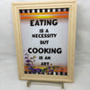 EATING IS A NECESSITY Vintage Wood Frame Sublimation on Metal Positive Saying Wall Art Home Decor Gift Idea One of a Kind-Unique-Home-Country-Decor-Cottage Chic-Gift - JAMsCraftCloset