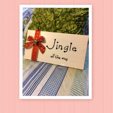 JINGLE ALL THE WAY Holiday Christmas Wooden Sign Handmade Hand Painted Red Gold Ribbon and Bell Gift Idea Home Decor Wall Art-One of a Kind-Unique Signs-Home Decor-Country Decor-Cottage Chic Decor-Gift-Wall Art Jar Hand Pointed HAPPY DOT flowers Cotton Ball or LED Light Holder Table Decor Bathroom Decor - JAMsCraftCloset