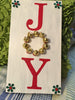 JOY with JINGLE BELLS Wooden Handmade Sign Holiday Christmas Decor Gift Idea Wall Art Wall Hanging Jar Hand Pointed HAPPY DOT flowers Cotton Ball or LED Light Holder Table Decor Bathroom Decor - JAMsCraftCloset