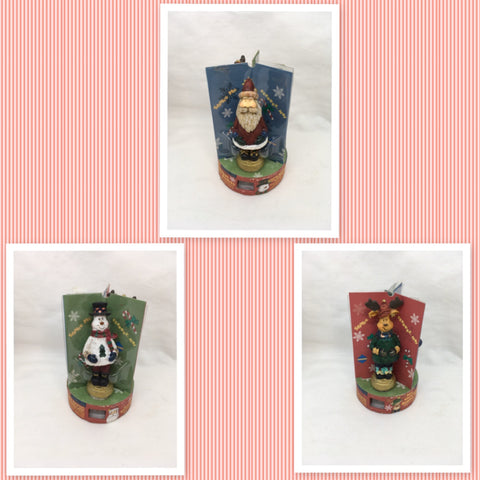 Bottle Corks Bobble Head Ceramic Snowman Santa Reindeer Holiday Christmas Party Accessory SET OF 3 {{ JAMsCraftCloset }}