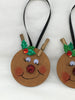 Ornament Rudolph the Red-Nosed Reindeer Round Handmade Hand Painted SET OF TWO Gift Holiday Decor Christmas Tree Decor Ornament Country Decor One of a Kind JAMsCraftCloset