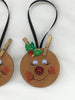 Ornament Rudolph the Red-Nosed Reindeer Round Handmade Hand Painted SET OF TWO Gift Holiday Decor Christmas Tree Decor Ornament Country Decor One of a Kind JAMsCraftCloset
