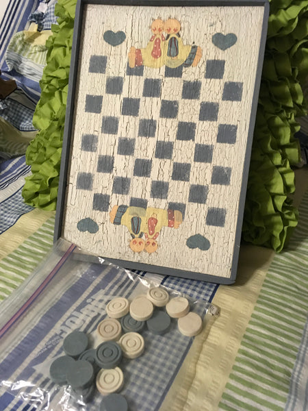 Checkerboard Small Vintage Handmade Hand Painted  by My DAD Wall Art Wall Hanging Home Country Decor - JAMsCraftCloset