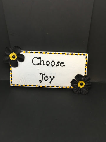 CHOOSE JOY Wooden Sign Wall Art Wall Hanging Positive Saying Handmade Hand Painted - JAMsCraftCloset