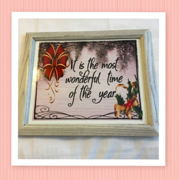 MOST WONDERFUL TIME OF THE YEAR Vintage Wood Frame Sublimation on Metal Christmas Wall Art Gift Idea One of a Kind-Unique-Home-Country-Decor-Cottage Chic-Gift - JAMsCraftCloset