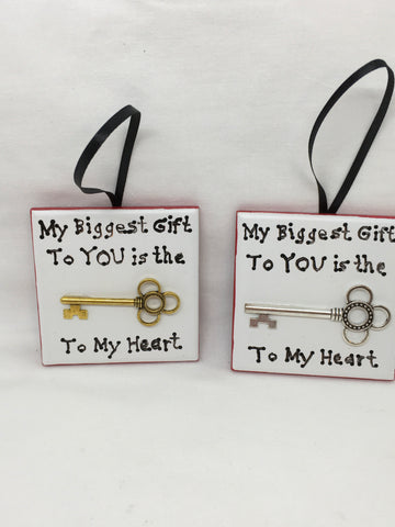 Ornament MY BIGGEST GIFT TO YOU IS THE KEY TO MY HEART Christmas Holiday Ceramic Tile JAMsCraftCloset