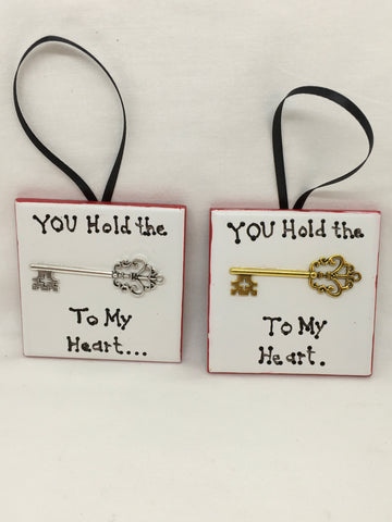 Ornament YOU HOLD THE KEY TO MY HEART Christmas Holiday Tile JAMsCraftCloset