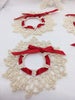Ornament Vintage Crocheted Wreath with Red Ribbon Handmade Christmas Holiday Decor Gift Idea SET OF 4 Plus 2 FREE Snowflakes JAMsCraftCloset
