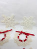 Ornament Vintage Crocheted Wreath with Red Ribbon Handmade Christmas Holiday Decor Gift Idea SET OF 4 Plus 2 FREE Snowflakes JAMsCraftCloset