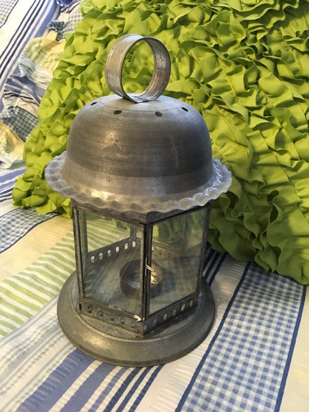 Lantern Vintage Tea Light Table Top Galvanized Glass Enclosed Lighting Porch Patio Decor Home Decor Country Decor Cottage Chic Decor MADE IN INDIA