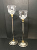 Candlestick Holder Vintage Silver Gold Glass Pedestal Home Decor Shelf Sitter SET OF 2 - JAMsCraftCloset