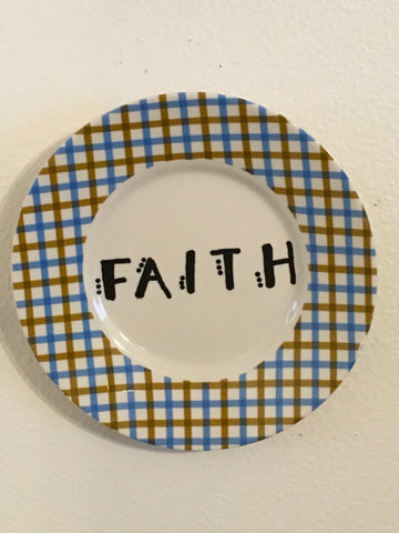 Plate Hand Painted Upcycled Repurposed Positive Saying FAITH Plate Home Decor Wall Art JAMsCraftCloset