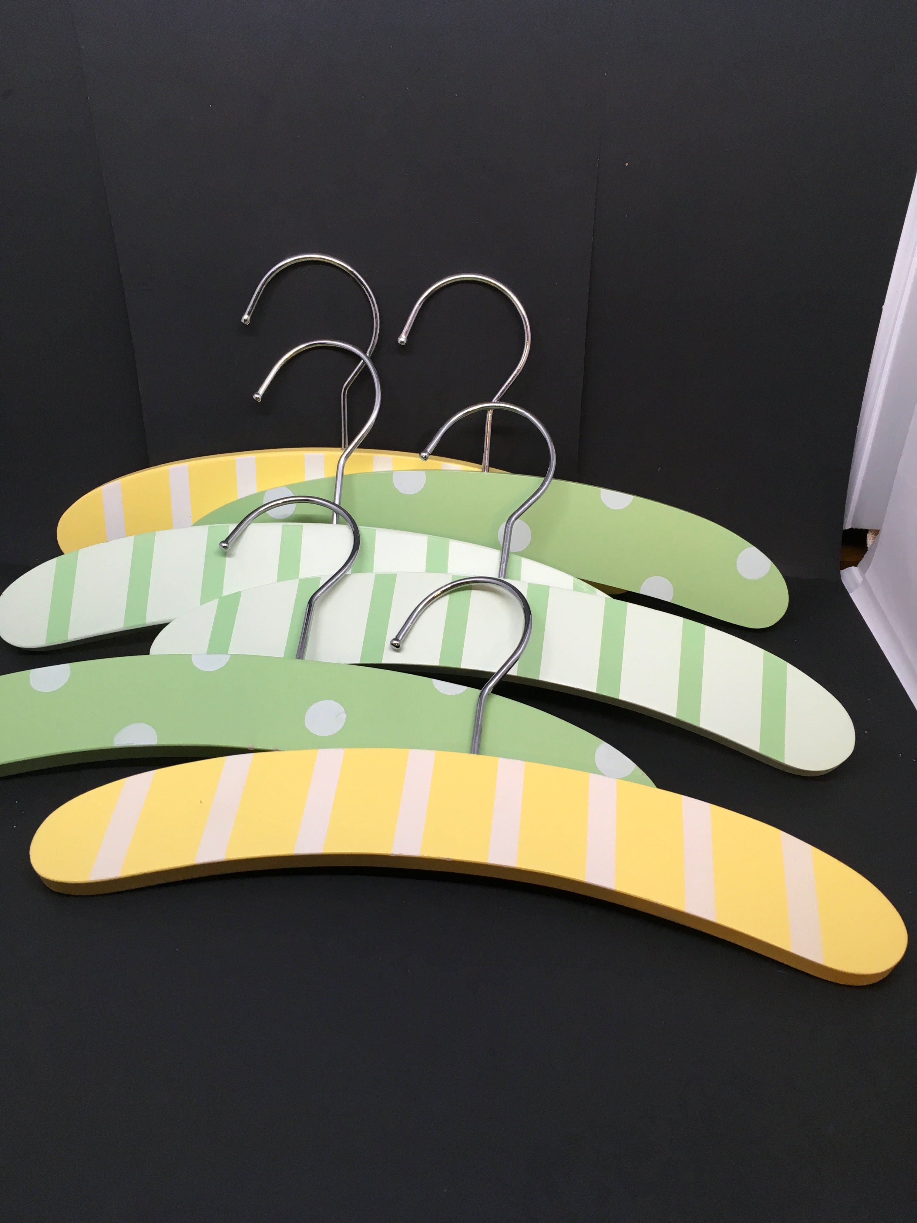 Baby Hangers Vintage Wooden With Stripes and Dots Nursery Decor SET OF –  JAMsCraftCloset