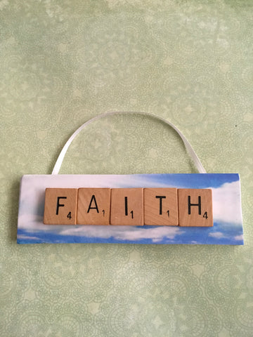 Ornament Magnet Wall Art Handmade Wooden Positive Saying Scrabble Pieces FAITH Christmas Tree Holiday Decoray Decor JAMsCraftCloset