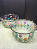Serving Dishes or Bowls Hand Painted Spring Flower Pink Aqua Purple and Orange - JAMsCraftCloset