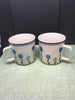 Cups Mugs Coffee Tea Hand Painted Blue Floral EHI  Set of 2 - JAMsCraftCloset