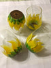 Glasses Drinking Hand Painted Clear Glass Sunflower Design SET OF FOUR House Warming Wedding Gift Idea - JAMsCraftCloset