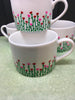 Cups SMALL White Coffee Tea Hand Painted HEART FLOWERS Red Pink Heart Flowers Set of 4 - JAMsCraftCloset