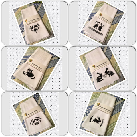 FOLK ART Decorative Flour Sack Tea Dish Towels Folk Art Kitchen Decor Gift Handmade JAMsCraftCloset
