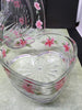 Candy Dish Heart Container Hand Painted Glass Red Floral Accents - JAMsCraftCloset