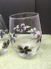 Glasses Hand Painted Clear Water, Soda, Etc  Painted With Black Flower Accents Set of 2 - JAMsCraftCloset