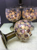 Glasses Hand Painted Brown Stemmed Masculine Gift Set of 4  Brown Gold HAPPY DOTS