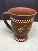 Unique One of A Kind Hand Painted Dotted Mugs/Cups - Dark Green, Pale Rust, Tan, Brown, or Purple With Yellow and White Dot Flowers and Trim