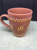 Unique One of A Kind Hand Painted Dotted Mugs/Cups - Dark Green, Pale Rust, Tan, Brown, or Purple With Yellow and White Dot Flowers and Trim