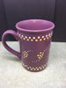 Unique One of A Kind Hand Painted Dotted Mugs/Cups - Dark Green, Pale Rust, Tan, Brown, or Purple With Yellow and White Dot Flowers and Trim