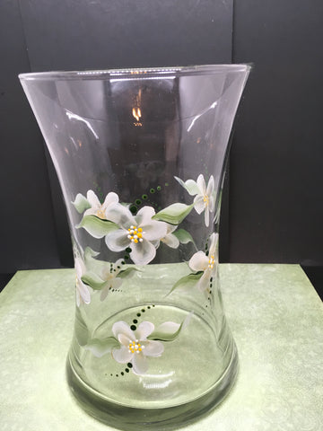 Vases Clear Glass Metallic Gold or Orange Floral Hand Painted {{ JAMsCraftCloset }}