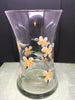 Vases Clear Glass Metallic Gold or Orange Floral Hand Painted - JAMsCraftCloset