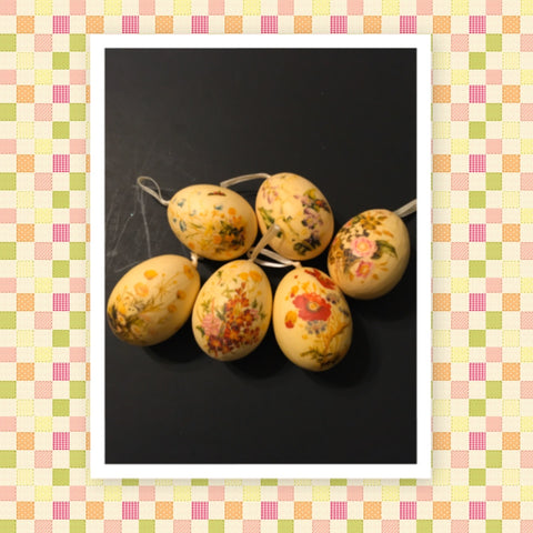 Easter Eggs Vintage 2 Inches Lot of 6 Floral Holiday Tree Decorations Gift Idea - JAMsCraftCloset