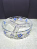 Candy Dish Clear Glass Hand Painted Round Blue Floral Wedding Centerpiece - JAMsCraftCloset