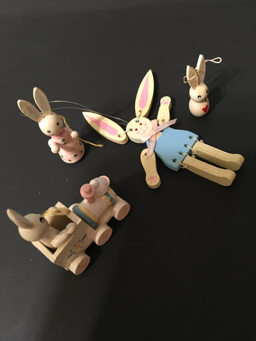 Ornaments Easter Bunnies Vintage Set of 4 Assorted Sizes Gift Idea Holiday Decor - JAMsCraftCloset