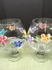Brandy Sniffers Floral Hand Painted Set of Two Red Blue Yellow Purple Orange and Aqua Flowers Barware Bar Decor Drinkware One of a Kind Gift JAMsCraftCloset