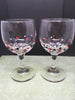 Stemware Glasses Hearts and Dots Hand Painted Engine Red Hearts with Black and White Dots Set of 2 - JAMsCraftCloset
