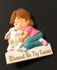 BLESSED BY THY EASTER Badge Pin Collectible Jewelry Gift Idea Child and Lamb - JAMsCraftCloset