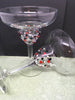 Margarita Stemware Glasses Hand Painted Set of 2 Black White Polka Dots Red Hearts Barware Bar Decor Drinkware Kitchen Decor One of a Kind