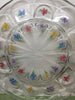 Serving Dish Platter Tray Vintage Hand Painted Floral Clear Glass Red Blue Orange Purple - JAMsCraftCloset