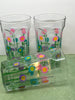 Water Glasses Unique One of A Kind Hand Painted Clear Glass Pink, Turquoise, and Purple HAPPY DOT Flower Design Set of TWO Drinkware Gift JAMsCraftCloset