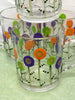 Mugs Cups Small Tea Unique Hand Painted Purple Orange Lime Green HAPPY DOTS Clear Glass Set of 4 - JAMsCraftCloset