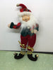 Elf Vintage Red White and Green Velvet Ornament 8 Inches Tall With Package and Bells