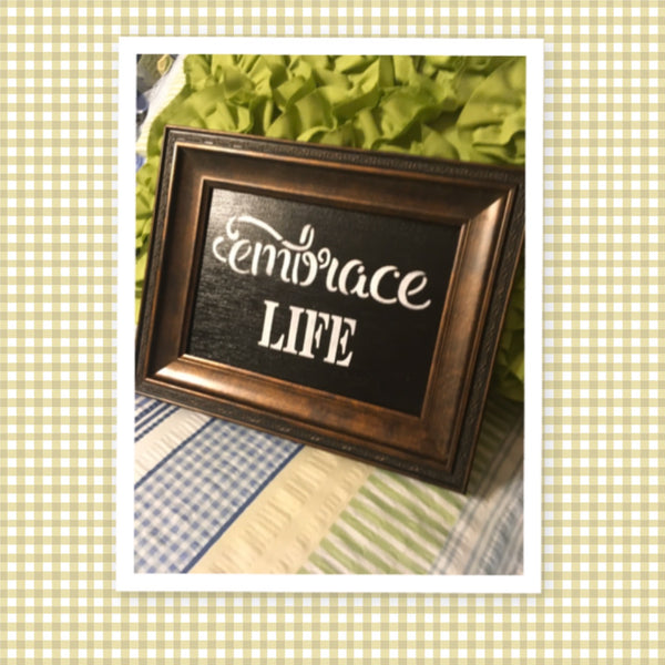 EMBRACE LIFE Vintage Wood Frame Positive Saying Wall Art Home Decor Gift Idea Wedding One of a Kind-Unique-Home-Country-Decor-Cottage Chic-Gift - JAMsCraftCloset