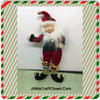 Elf Vintage Red White and Green Velvet Ornament 8 Inches Tall With Package and Bells