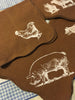 Napkins Handmade Brown Scalloped Edge COUNTRY ANIMALS Set of 4 Kitchen Dining Decor Gift Idea {{ JAMsCraftCloset }}