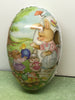 Easter Egg Cardboard Paper Mache 7 Inches Long Storage Shelf Sitter Momma and Playing Children c. 1970s