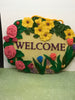 Welcome Plaque Sign Floral Roses and Tulips Hand Painted Polyresin Gift Idea JAMsCraftCloset